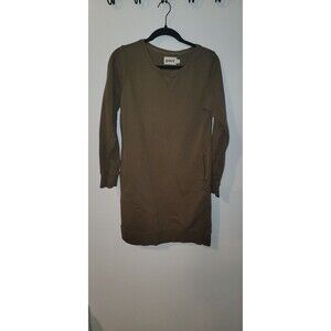 Pact Women’s Downtime Long Sleeve Organic Cotton Sweater Dress Olive Green Sz L